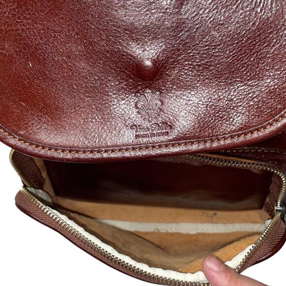 Vera Pelle Made in Italy Red Brown Genuine Leather Backpack - Picture 9 of 10